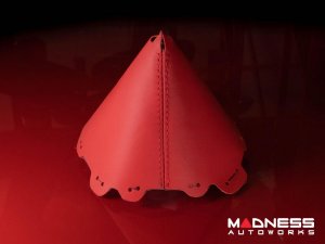 FIAT 124 Spider Gear Shift Boot - Black Italy - Red Leather w/ Red Stitching